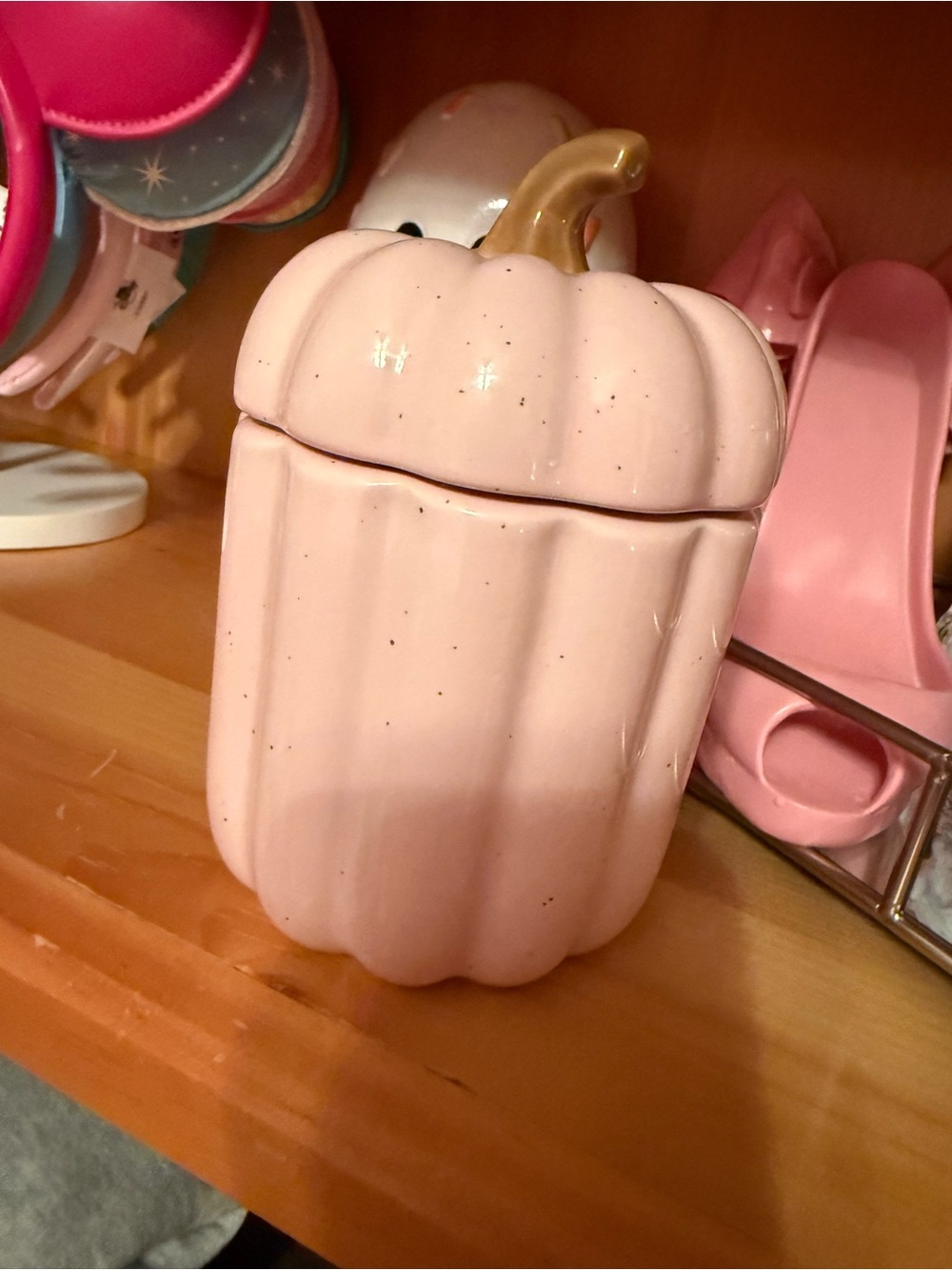 Pink Ceramic Pumpkin Jar